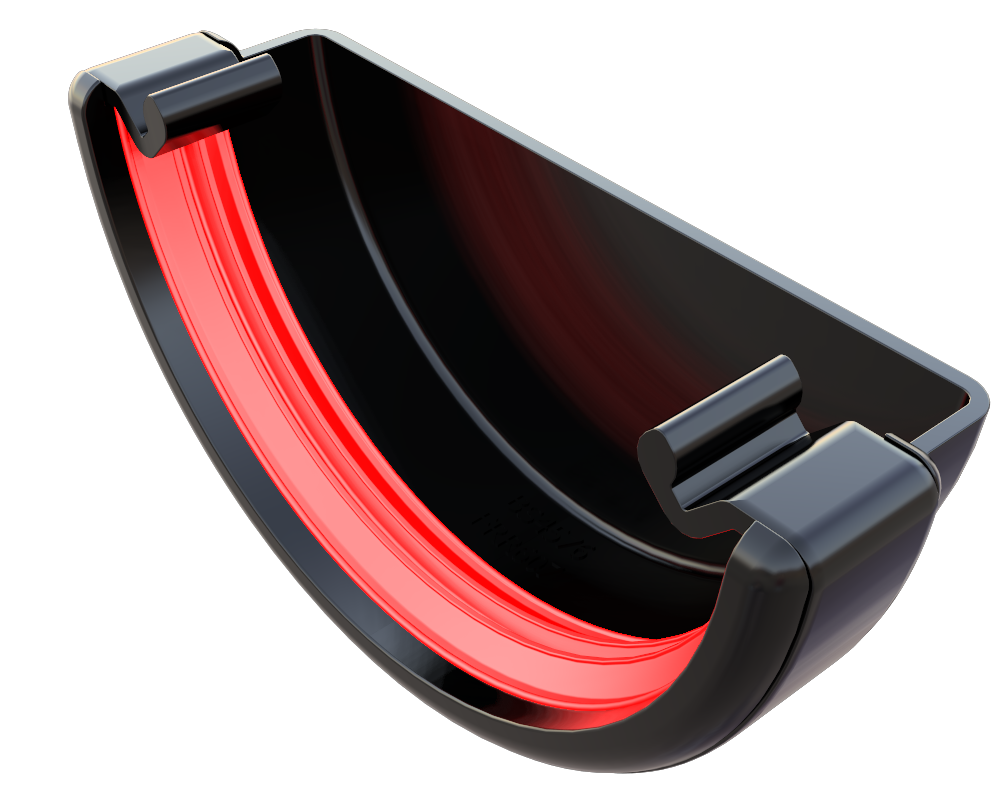 Freeflow Black Half Round Guttering External Stop end