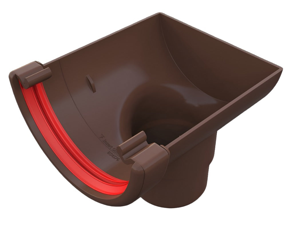 Half Round Stop End Outlet Brown
