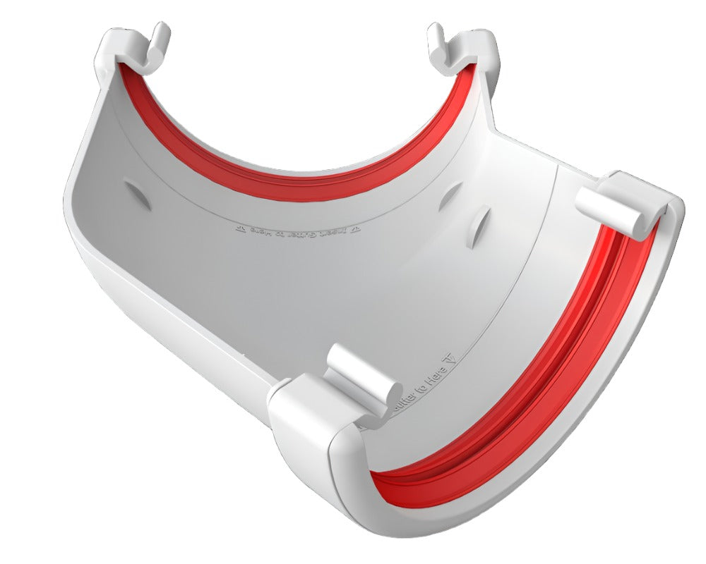 White Half Round Gutter Angle 135 Degrees