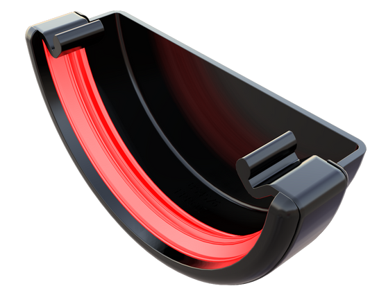 Freeflow Black Half Round Guttering External Stop end