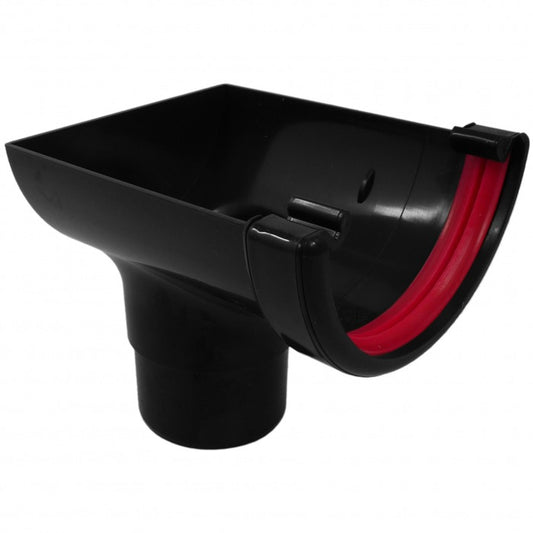 Black Half round Stope end outlet 